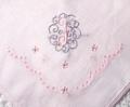 Monogram F Handkerchief Fours Corners ~ Pastel Pink