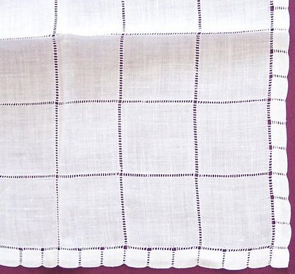 Grid Pattern Drawn Thread Pull Work Vintage Hankie - Click Image to Close