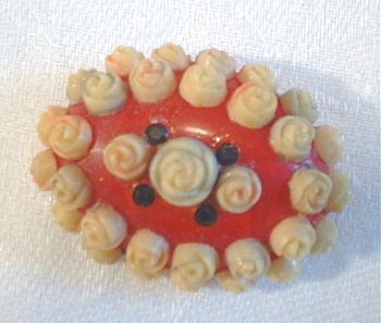 Antique Celluloid Rosette Brooch - Click Image to Close
