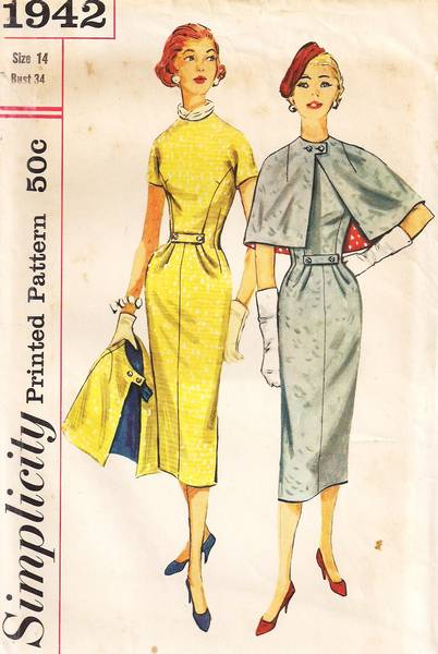 1950's Simplicity 1942 Town-Going Ensemble Pattern Bust 34 - Click Image to Close