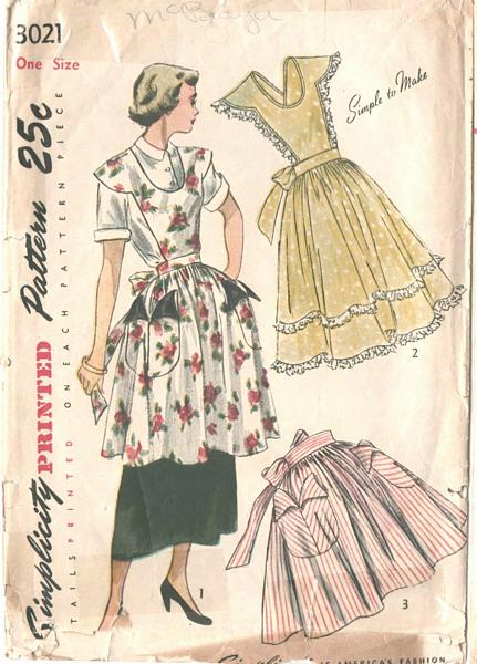 Vintage Forties Bib Apron Pattern - Click Image to Close